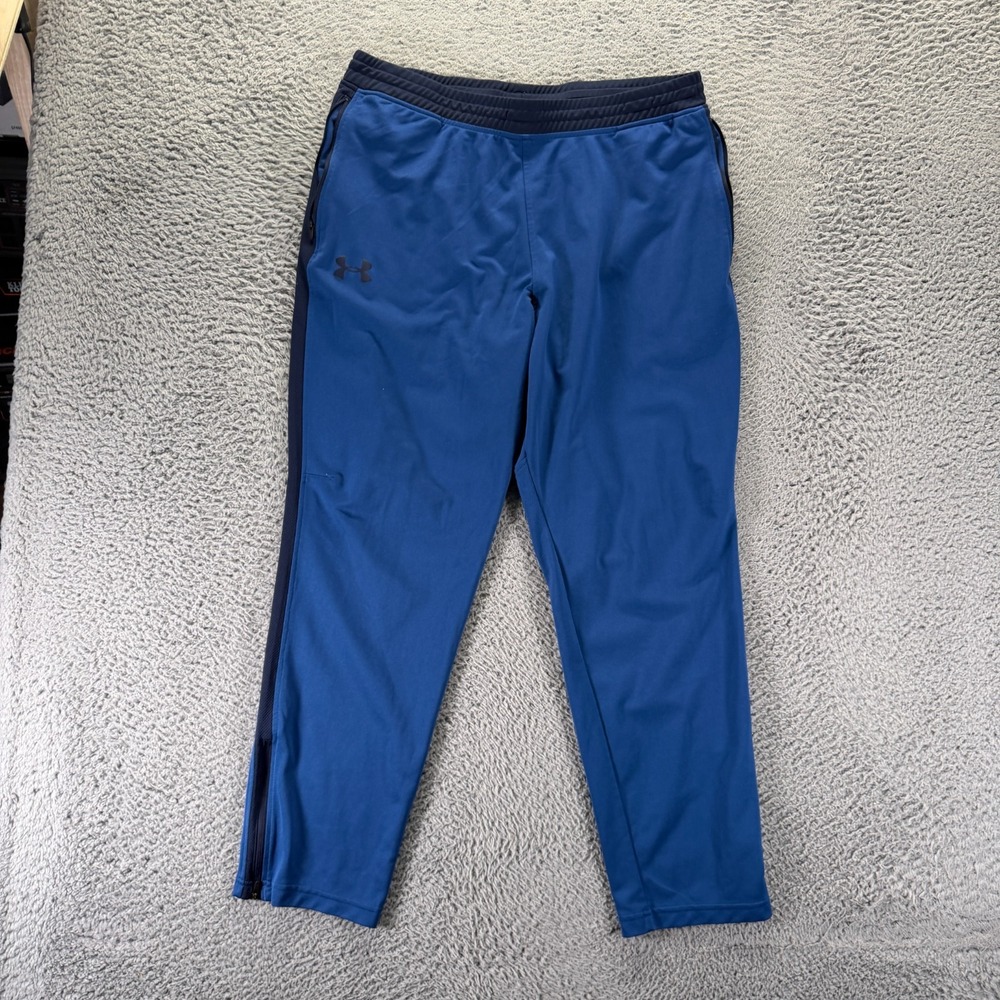 Under Armour Pant Mens XL Blue Track Tapered Leg Gym Running Performance Sports